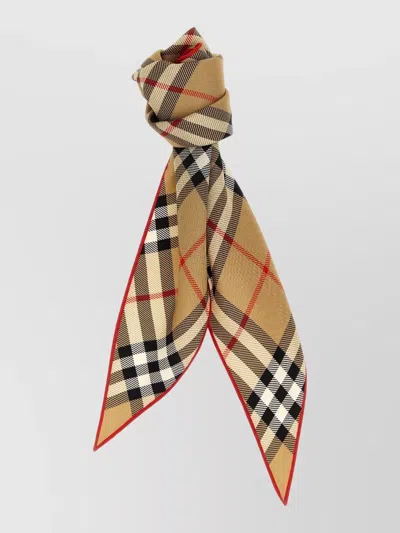 BURBERRY SILK SCARF CHECK PATTERN SOFT TRIM