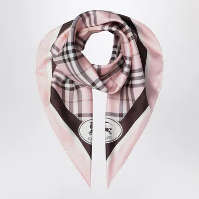 BURBERRY BURBERRY SILK SCARF CHECK PINK WOMEN