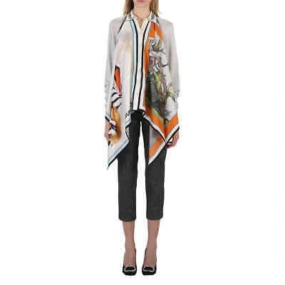 Pre-owned Burberry Silk Scarf Detail Animalia Print Knitted Top In Check Description
