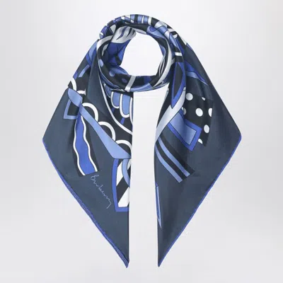 Burberry Silk Scarf With Ekd Carousel Style Women In Blue