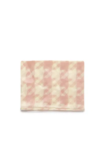 Burberry Silk Scarf With Houndstooth Pattern In Blush/sherbet