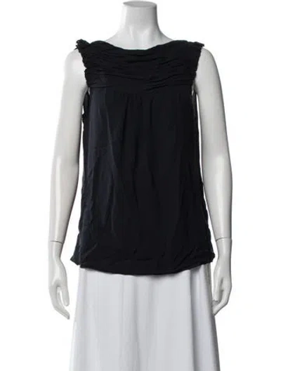 Pre-owned Burberry Silk Scoop Neck Blouse In Blue