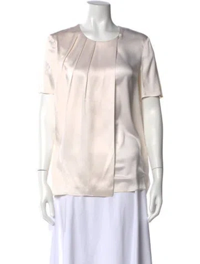 Pre-owned Burberry Silk Scoop Neck Blouse In Neutral