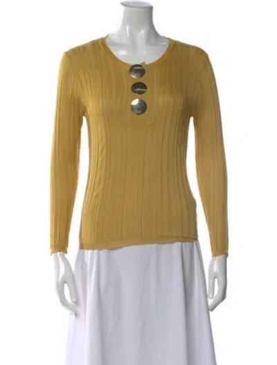 Pre-owned Burberry Silk Scoop Neck Sweater In Yellow