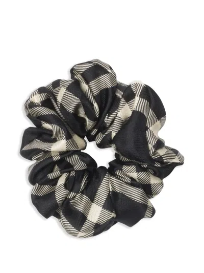 Burberry Silk Scrunchie In Black/calico