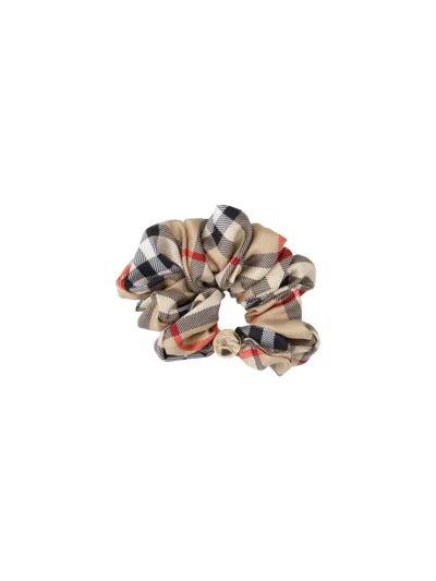 Burberry Silk Scrunchie Check In Green