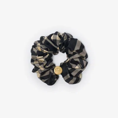 Burberry Silk Scrunchie With Check In Black
