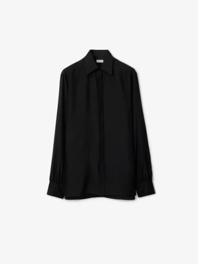 Burberry Silk Oversized Shirt In Black