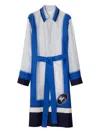 Burberry Knight Stamp Box Silk Shirt Dress In Multi