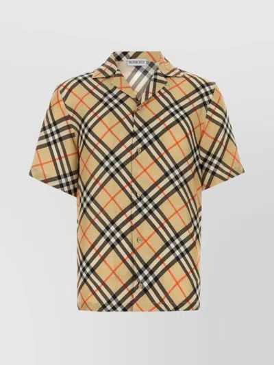 Burberry Oversized Silk Shirt Shirts Beige In Multi