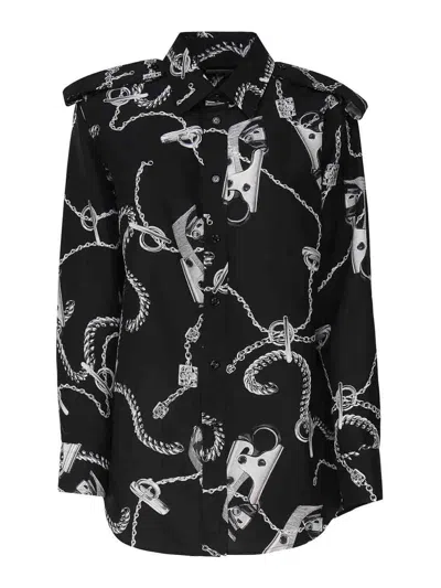 BURBERRY SILK SHIRT WITH KNIGHT PATTERN