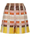 Burberry Abstract Check Print Silk Shorts In Pink