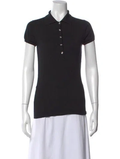 Pre-owned Burberry Silk Short Sleeve Polo In Black