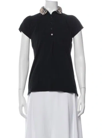 Pre-owned Burberry Silk Short Sleeve Polo In Black