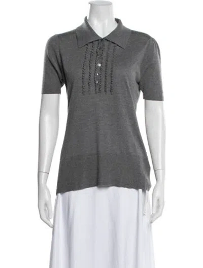 Pre-owned Burberry Silk Short Sleeve Polo In Gray