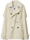 Burberry Short Silk Trench Coat In White