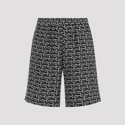 Burberry All Over Print Bermuda Shorts In Black