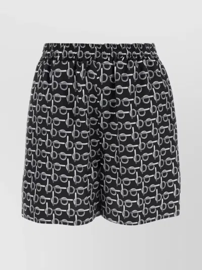 BURBERRY SILK SHORTS WITH PRINTED ELASTIC WAISTBAND