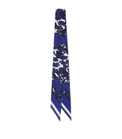 Burberry Ivy Floral-print Silk Scarf In Blue