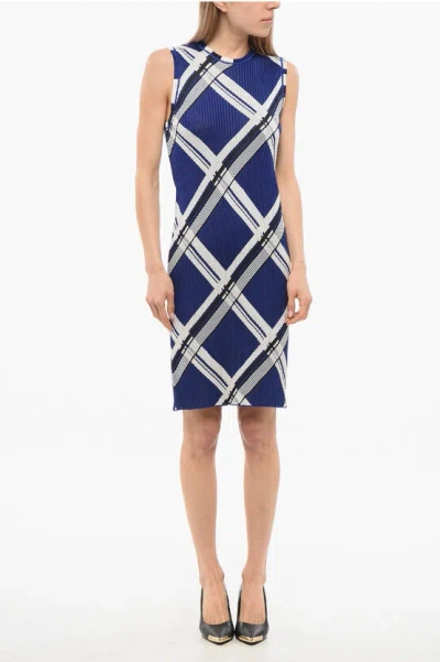 Burberry Check Rib Knit Sleeveless Dress In Knight Check
