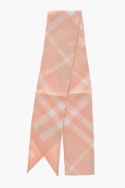 Burberry Silk Slim Fit Foulard In Pink