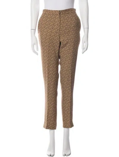 Pre-owned Burberry Silk Straight Leg Pants In Neutrals