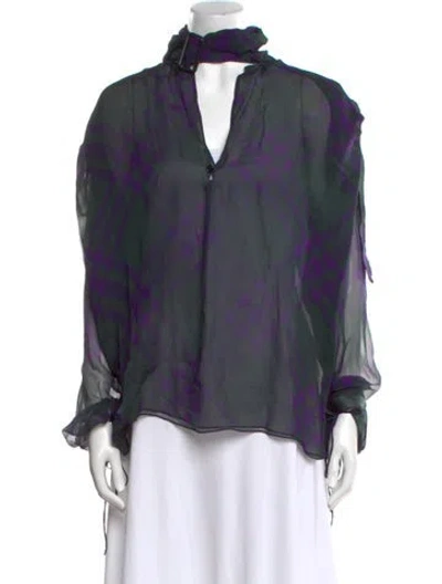 Pre-owned Burberry Silk Striped Blouse In Purple