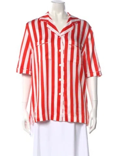 Pre-owned Burberry Silk Striped Button-up Top In Multi