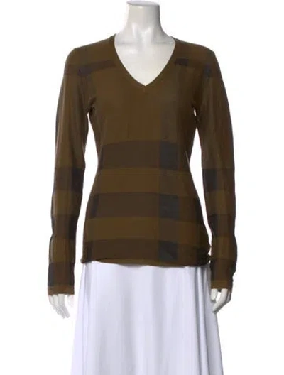 Pre-owned Burberry Silk Striped Sweater In Green