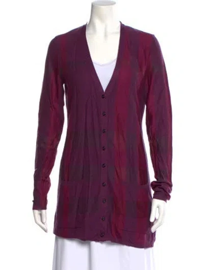 Pre-owned Burberry Silk Striped Sweater W/ Tags In Purple