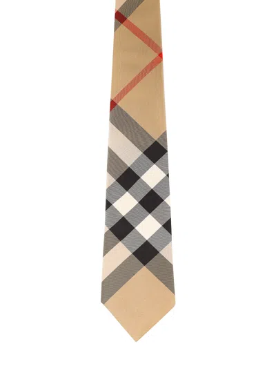 Burberry Silk Tie In Beige