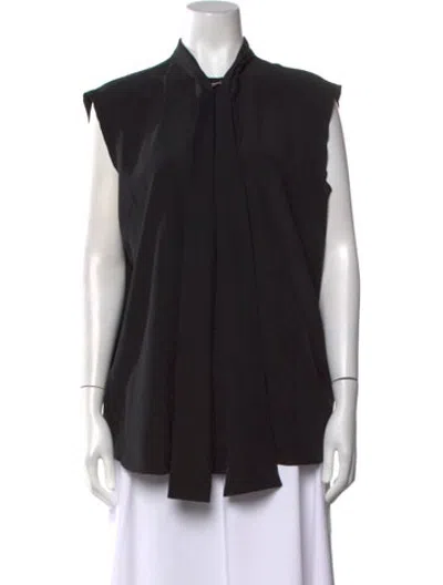 Pre-owned Burberry Silk Tie Neck Blouse In Black