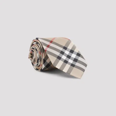 Burberry Silk Tie In Neutral