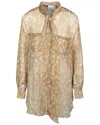 Burberry Tied Deer-printed Silk Blouse Woman Shirt Multicolored Size 8 Silk In Beige