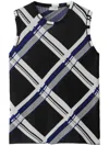 Burberry Black Silk Check Tank Top In Black