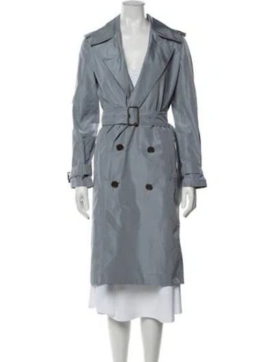 Pre-owned Burberry Silk Trench Coat In Blue