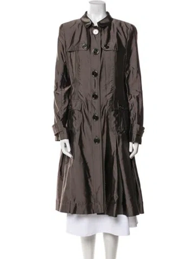 Pre-owned Burberry Silk Trench Coat In Gray