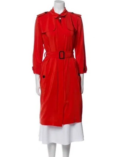 Pre-owned Burberry Silk Trench Coat In Orange