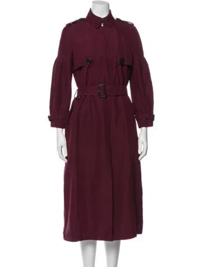 Pre-owned Burberry Silk Trench Coat In Purple