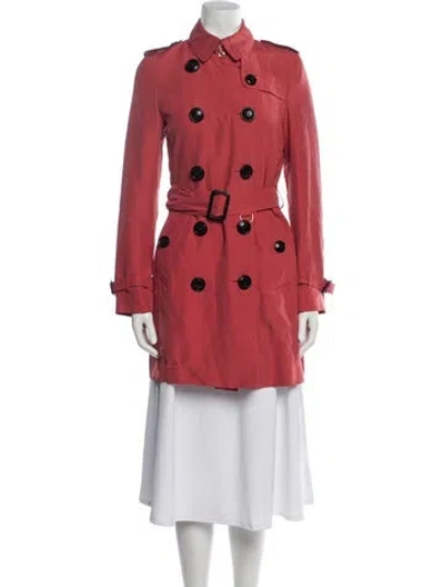 Pre-owned Burberry Silk Trench Coat In Red