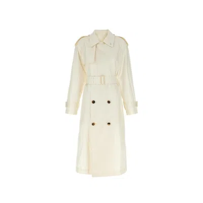 Burberry Silk Trench Coat Women In White
