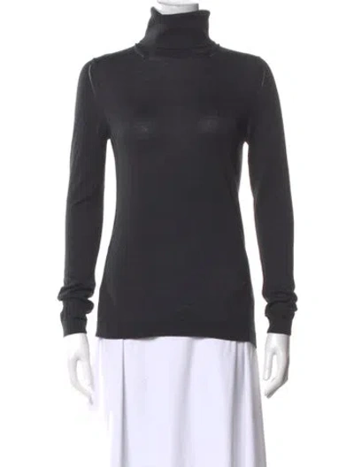 Pre-owned Burberry Silk Turtleneck Sweater In Gray