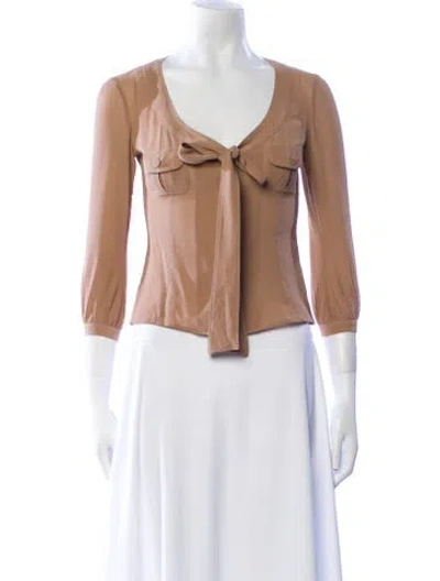 Pre-owned Burberry Silk V-neck Crop Top In Neutral