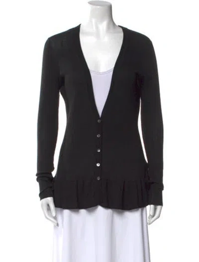 Pre-owned Burberry Silk V-neck Sweater In Black