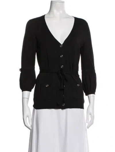 Pre-owned Burberry Silk V-neck Sweater In Black