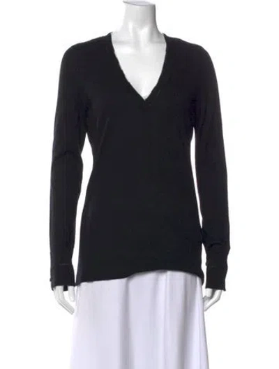 Pre-owned Burberry Silk V-neck Sweater In Blue