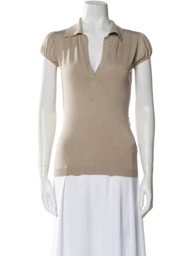 Pre-owned Burberry Silk V-neck Sweater In Neutral