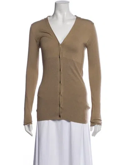 Pre-owned Burberry Silk V-neck Sweater In Neutral