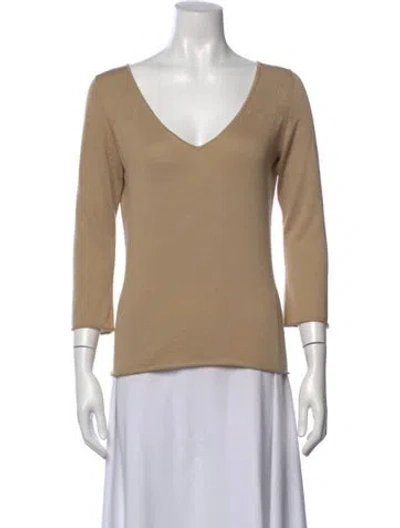 Pre-owned Burberry Silk V-neck Sweater In Neutral