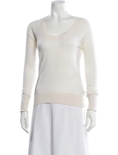Pre-owned Burberry Silk V-neck Sweater In White